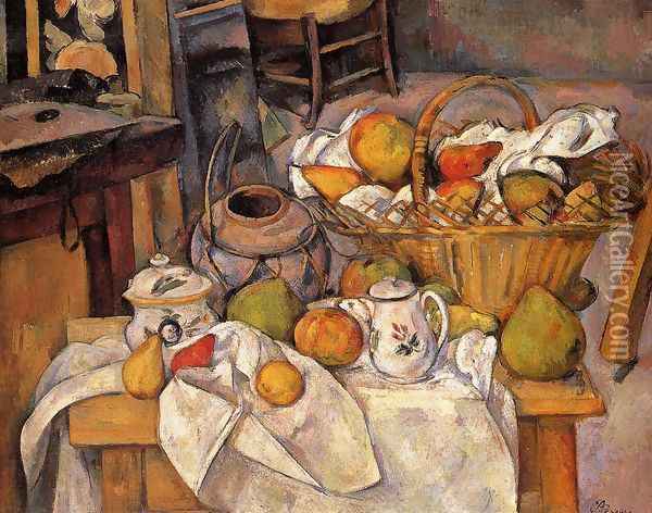 The Kitchen Table Oil Painting - Paul Cezanne