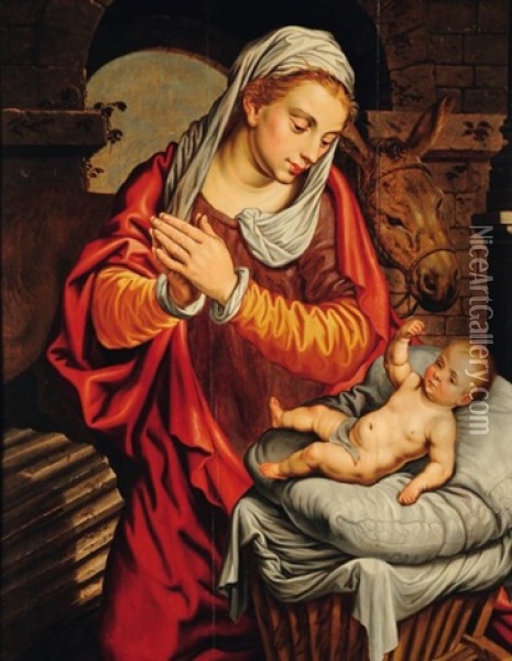 L'adoration De L'enfant Jesus Oil Painting - Pieter Aertsen