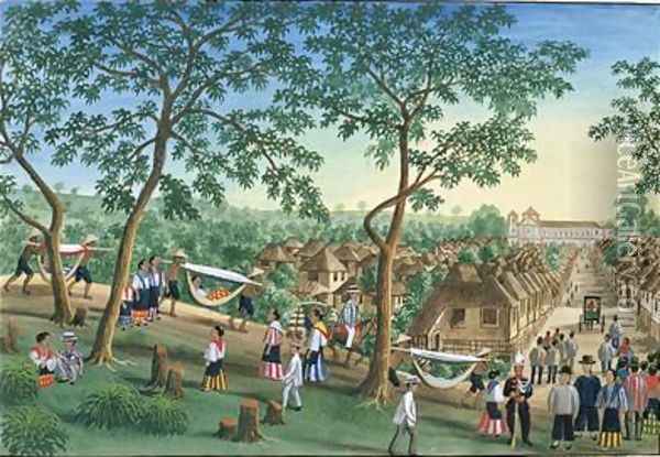 Outing to the Antipolo Fiesta Oil Painting - Jose Honorato Lozano