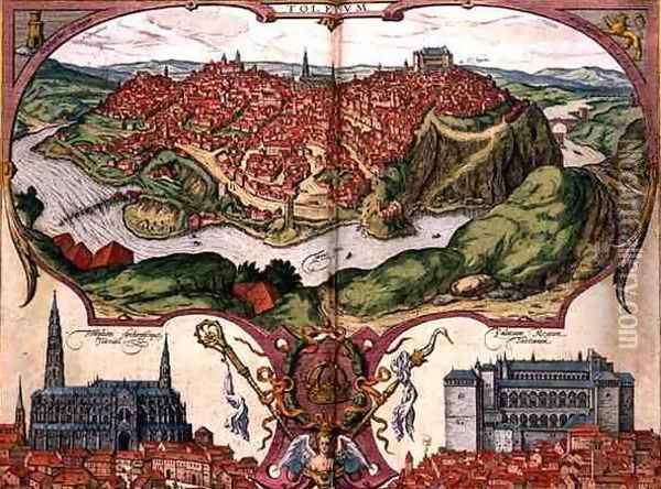 Map of Toledo from Civitates Orbis Terrarum Oil Painting - Joris Hoefnagel