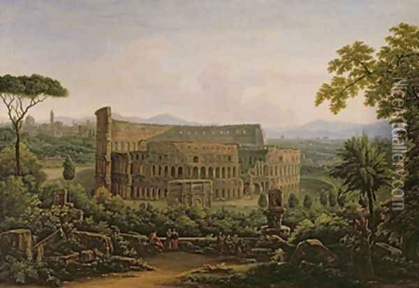 View of the Colosseum from the Palatine Hill Rome 1816 Oil Painting - Fedor Mikhailovich Matveev