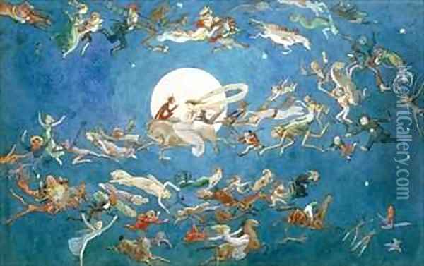 A Dance around the Moon Oil Painting - Charles Altamont Doyle