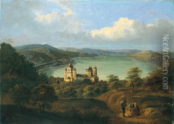 Blick Auf Das Kloster Maria Laach Am Laacher See In Der Eifel Oil Painting - Jakob Diezler