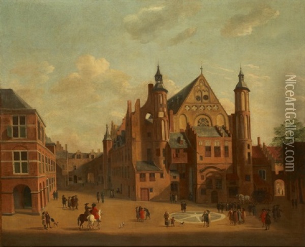 Ansicht Des Binnenhofes, Den Haag Oil Painting - Gerrit Adriaensz Berckheyde