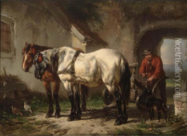 Preparing For The Fields Oil Painting - Wouterus Verschuur