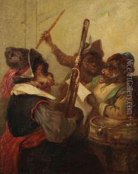 Zingende En Musicerende Apen Oil Painting - Zacharias Noterman