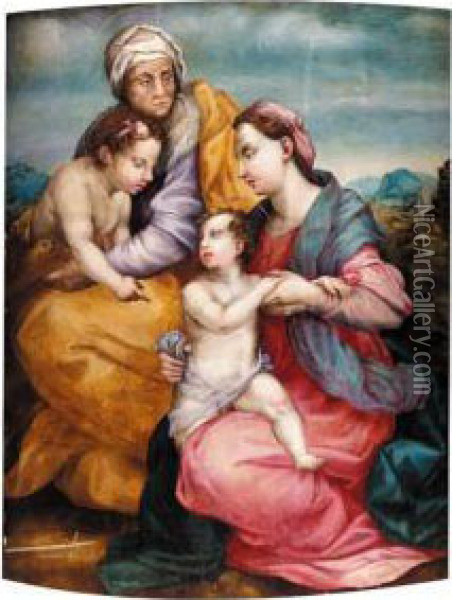 The Madonna And Child With Saint Anne And Saint John The Baptist Oil Painting - Andrea Del Sarto