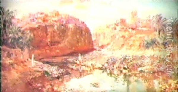 Village Et Oued De Bou-saada Oil Painting - Maxime Noire