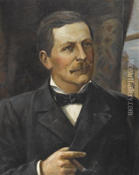 Portrat Von Herrn Oscar Miller (+ Portrat Seiner Ehefrau Emilie; Pair) Oil Painting - Walter Vigier