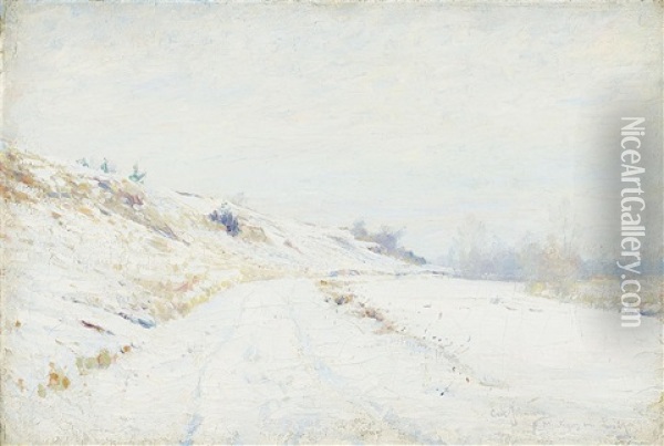Vinterbild, Montigny-sur-loing Oil Painting - Carl (August) Johansson