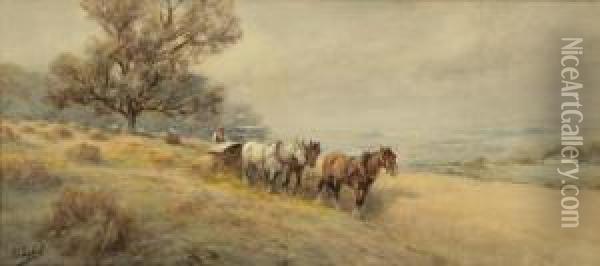 Harvesting The Wheat Oil Painting - Frank F. English