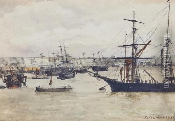 Harbour Scene Oil Painting - Jules Lessore