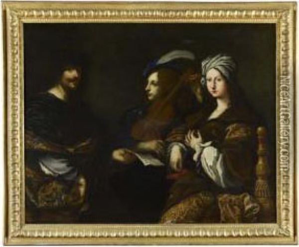 Three-quarter Length Portrait Of The Artist With A Lady And A Young Musician Oil Painting - Giovanni Battista Vanni