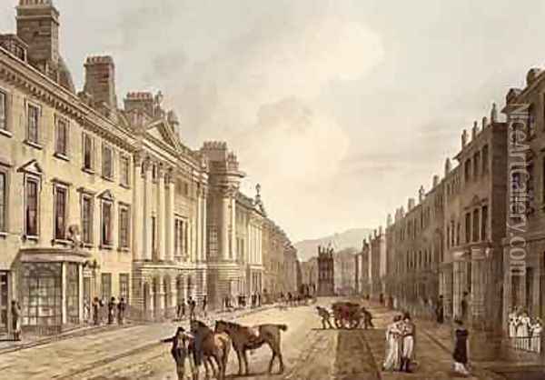 Milsom Street from Bath Illustrated by a Series of Views Oil Painting - John Claude Nattes