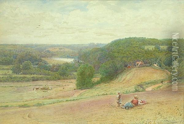 Haymaking Near Dartford Oil Painting - John Parker