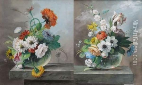 Bouquet De Fleurs Sur Un Entablement Oil Painting - Arthur Chaplin