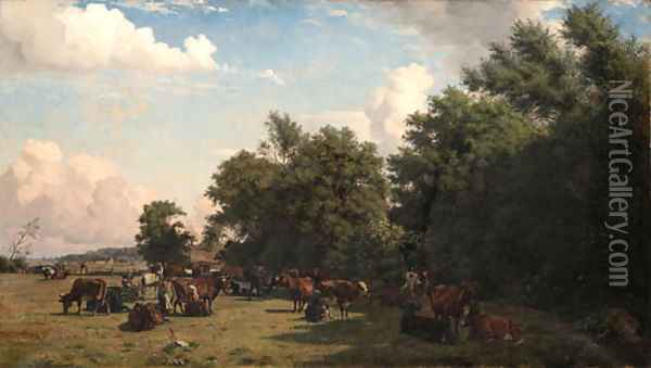 A cattle farm Oil Painting - Viggo Christian Frederick Pedersen