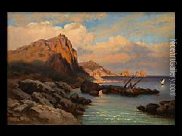 Capri, Blick Auf Die Faraglioni-felsen Oil Painting - Auguste Bromeis