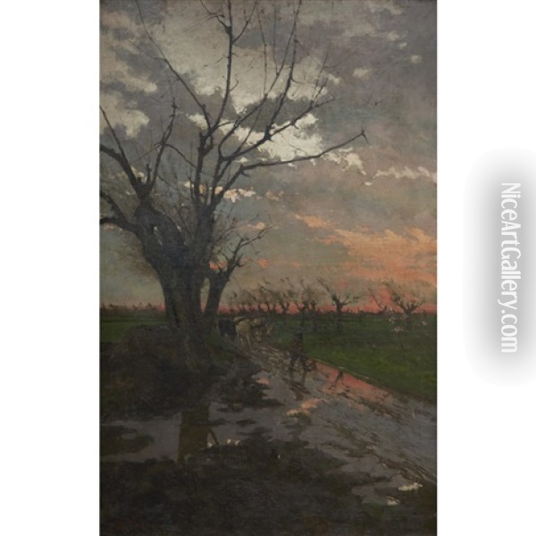 Twilight Landscape Oil Painting - Giorgio Belloni