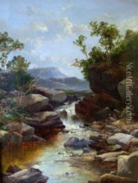 A Waterfall Oil Painting - John Brandon Smith