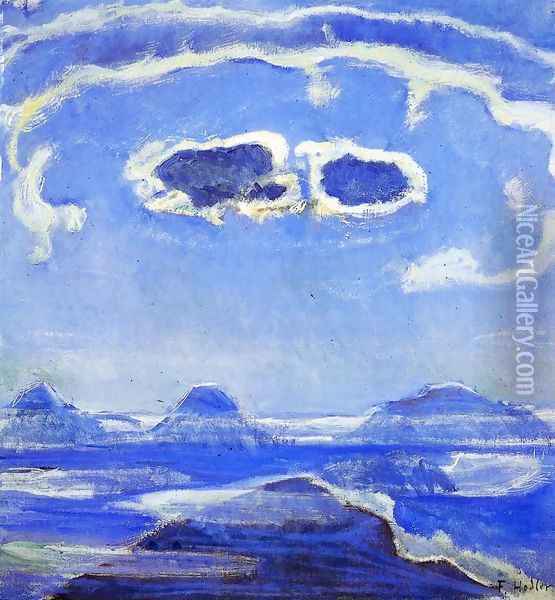 Eiger Monch And Jungfrau In Moonlight Oil Painting - Ferdinand Hodler