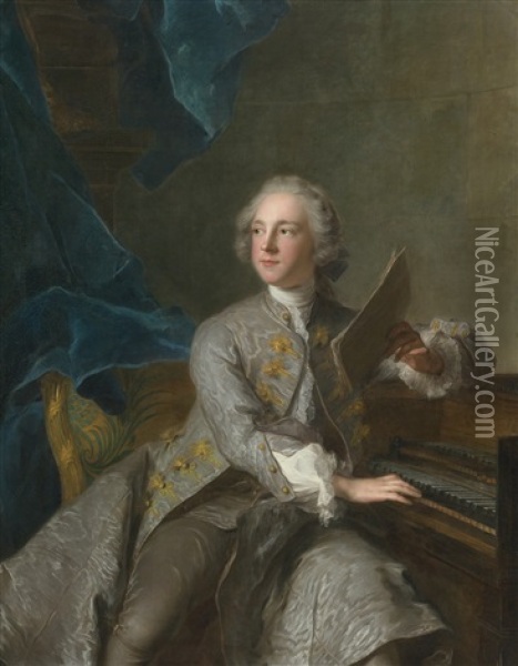 Portrait Of Francis Greville, Baron Brooke, Later 1st Earl Of Warwick (1719-1773) Oil Painting - Jean Marc Nattier