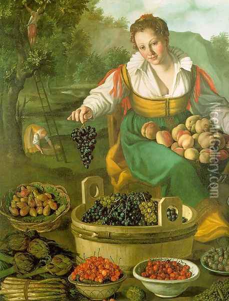 The Fruit Seller (detail) 1580 Oil Painting - Vincenzo Campi