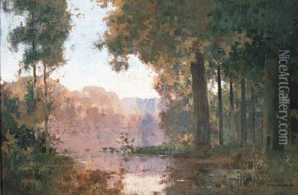 A Woodland Marsh Oil Painting - Cornelis Vreedenburgh
