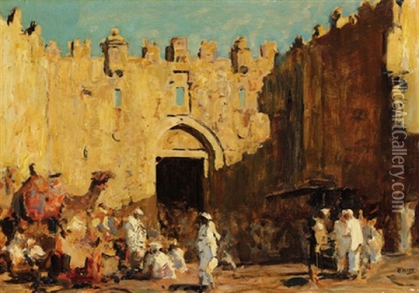 Jerusalem, Damaskus Tor Oil Painting - Erich Kips