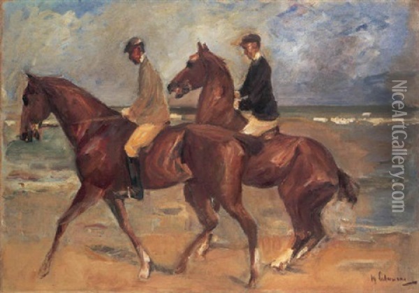 Zwei Reiter Am Strand Nach Links Oil Painting - Max Liebermann