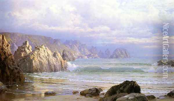 Seascape Along the Cliffs Date unknown Oil Painting - William Trost Richards