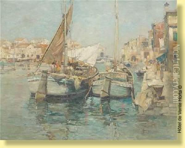 Port En Italie Oil Painting - Henri Malfroy