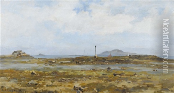 Weite Landschaft An Der Franzosischen Kuste Oil Painting - Pierre Emmanuel Eugene Damoye