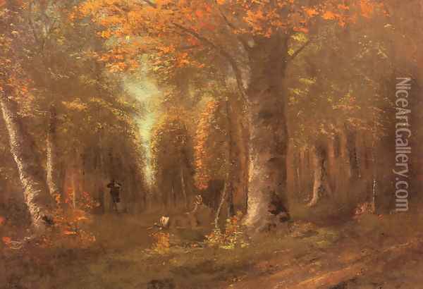 La Fôret En Automne (Forest in Autumn) Oil Painting - Gustave Courbet