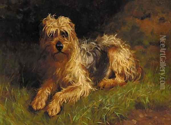 A soft-coated wheaten terrier Oil Painting - Alfred Duke