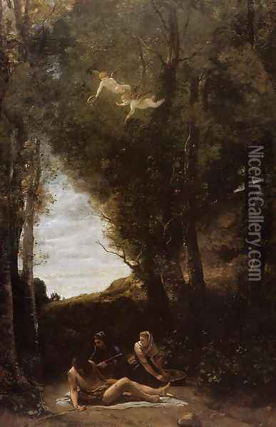Saint Sebastian in a Landscape Oil Painting - Jean-Baptiste-Camille Corot