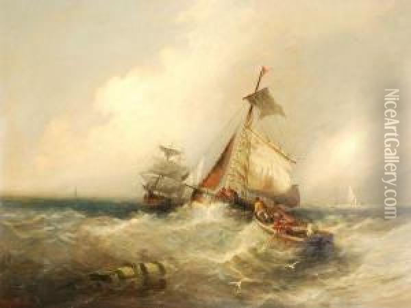 Salvaging The Wreck Oil Painting - William Edward Webb