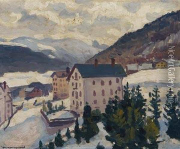 Davos L'hiver. Oil Painting - Albert Marquet
