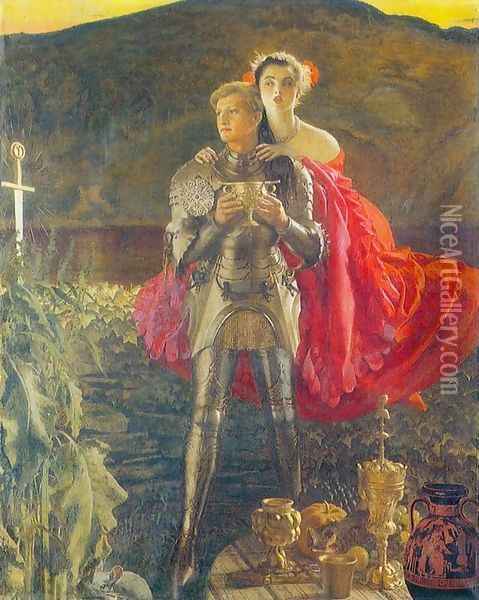 The Legend of Sir Perceval Oil Painting - Frank Cadogan Cowper
