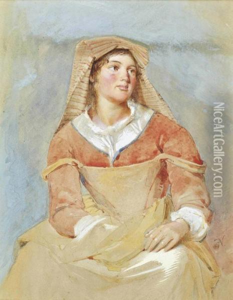 Portrait Of A Young Peasant Girl Oil Painting - Erskine Nicol