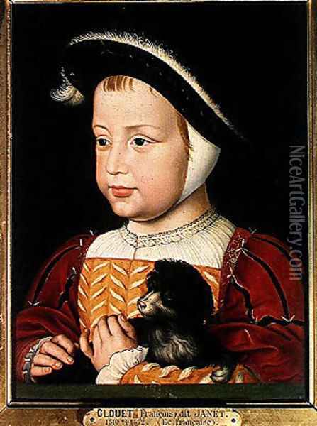 Henri II (1519-59) as a child, c.1523 Oil Painting - Jean Clouet