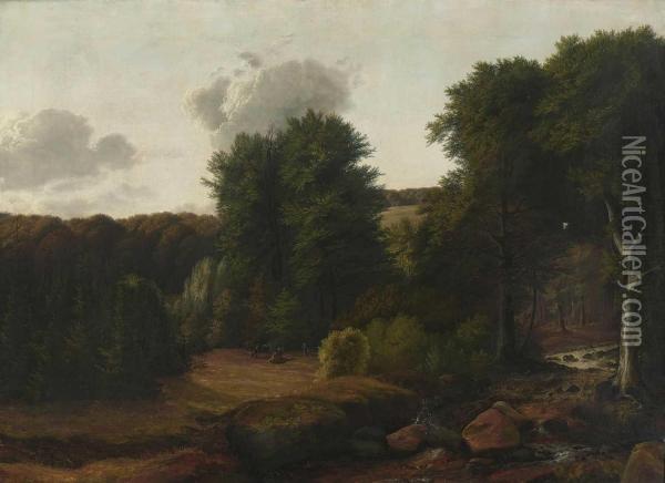 Waldlandschaft Mit Bachlauf. Oil Painting - Johannes, Hans Beckmann