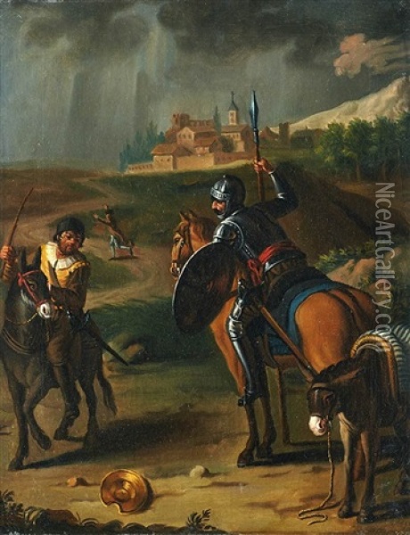 Don Quijote Encuentra La Bacia Oil Painting - Zacarias Gonzalez Velazquez