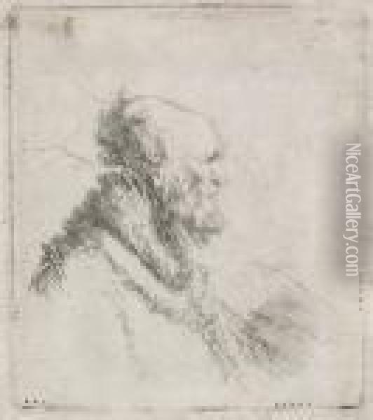 Bald Old Man With Short Beard Oil Painting - Rembrandt Van Rijn