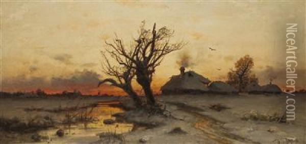Sunset Oil Painting - Iulii Iul'evich (Julius) Klever