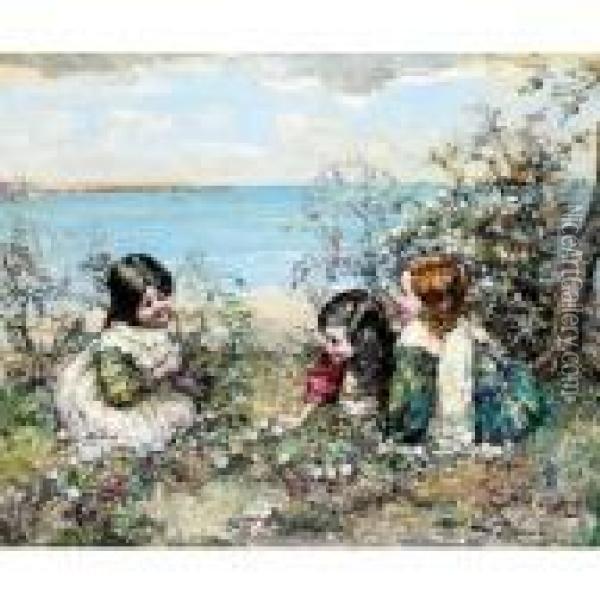 Gathering Flowers Oil Painting - Edward Atkinson Hornel