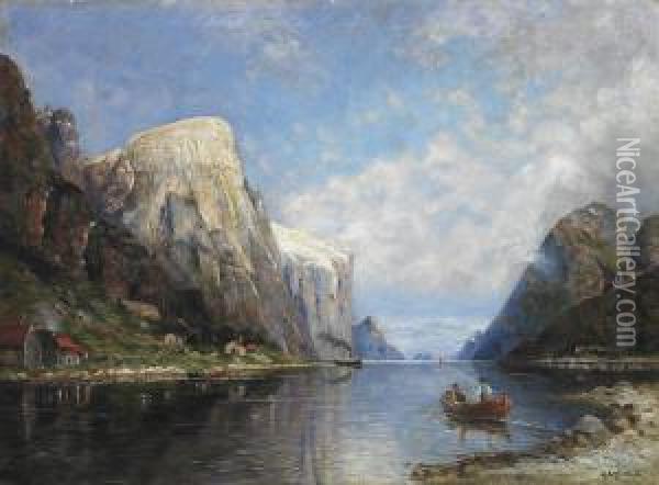 Norwegian Fjord Oil Painting - Henry Enfield