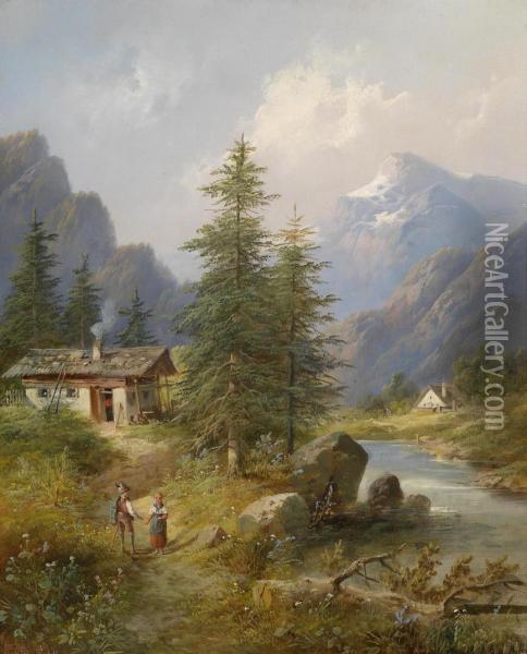 Scene From Styria Oil Painting - Eduard Boehm