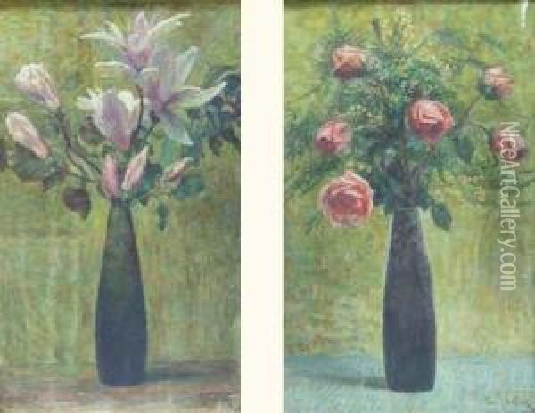 Bouquets De Fleurs Oil Painting - Ludovic Vallee