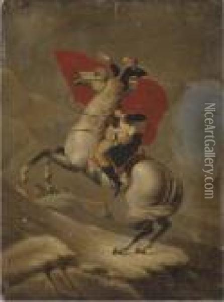 Napolean Bonaparte Crossing The Alps By The Great Saint Bernard Pass- 1800 Oil Painting - Jacques Louis David